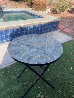 Folding Outdoor Mosaic Accent Table
