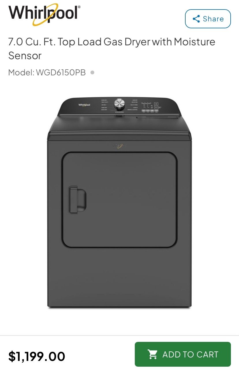 Whirl Pool washer, and dryer set