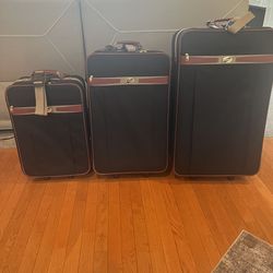 American Tourister 3-Piece Softside Spinner Luggage Set - Black/Brown