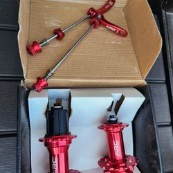 ARC 120 Click Hub Mountain Bike Hubs For Front And Rear Disc Brake Compatible With 28 32 36 Holes Thru Axle For 8 9 10 11 12 Speed(32H Red)