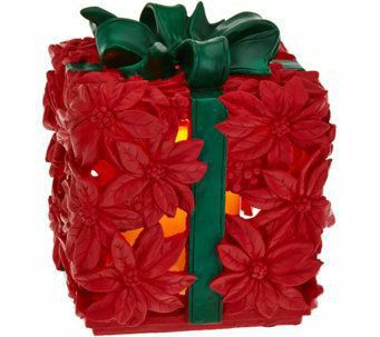 New Poinsettia Present Flameless Candle