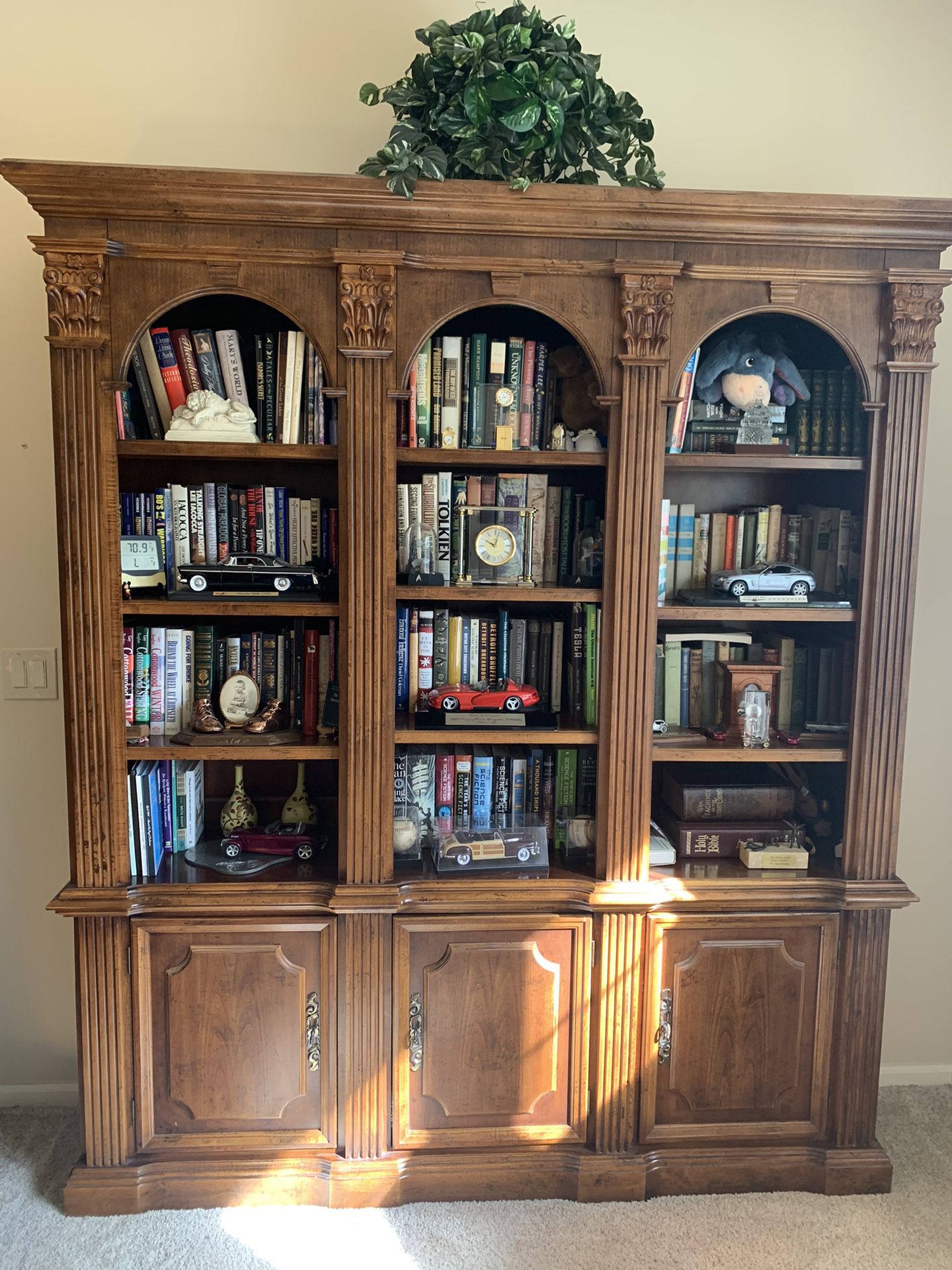 Classic Pecan Library Wall Unit