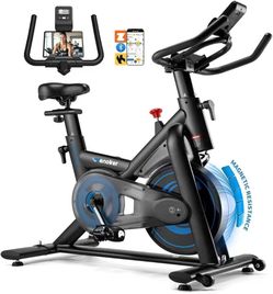 Wenoker Exercise Bike for Home – 350LB Indoor Cycling Bike, Silent Stationary Spin Bike with App Sync, Adjustable Seat, LCD Monitor, Smooth & Quiet fo