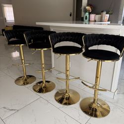 Bar Stool Chairs gold And Black Adjustable 