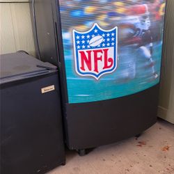 Little Fridge Has Wheels 30 1/2 Inches Tall And 22 Inches Depth. It Works Great And The Front Door Lights Up.
