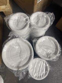 800 Pcs 7 Inch Disposable Plastic White Plates - Full Carton