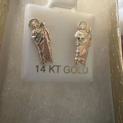 14k Gold San Judas Earrings 