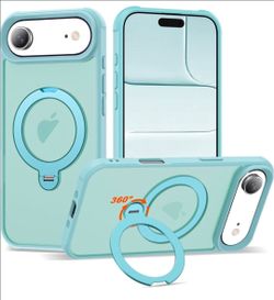 iPhone 17 Air Case with 360° Rotating Ring Stand – Blue