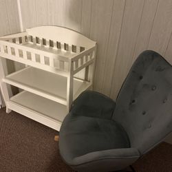 Crib, Changing Table And Rocker Chair