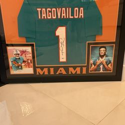 Large Framed Signed Tua Tagovailoa Jersey w/COA