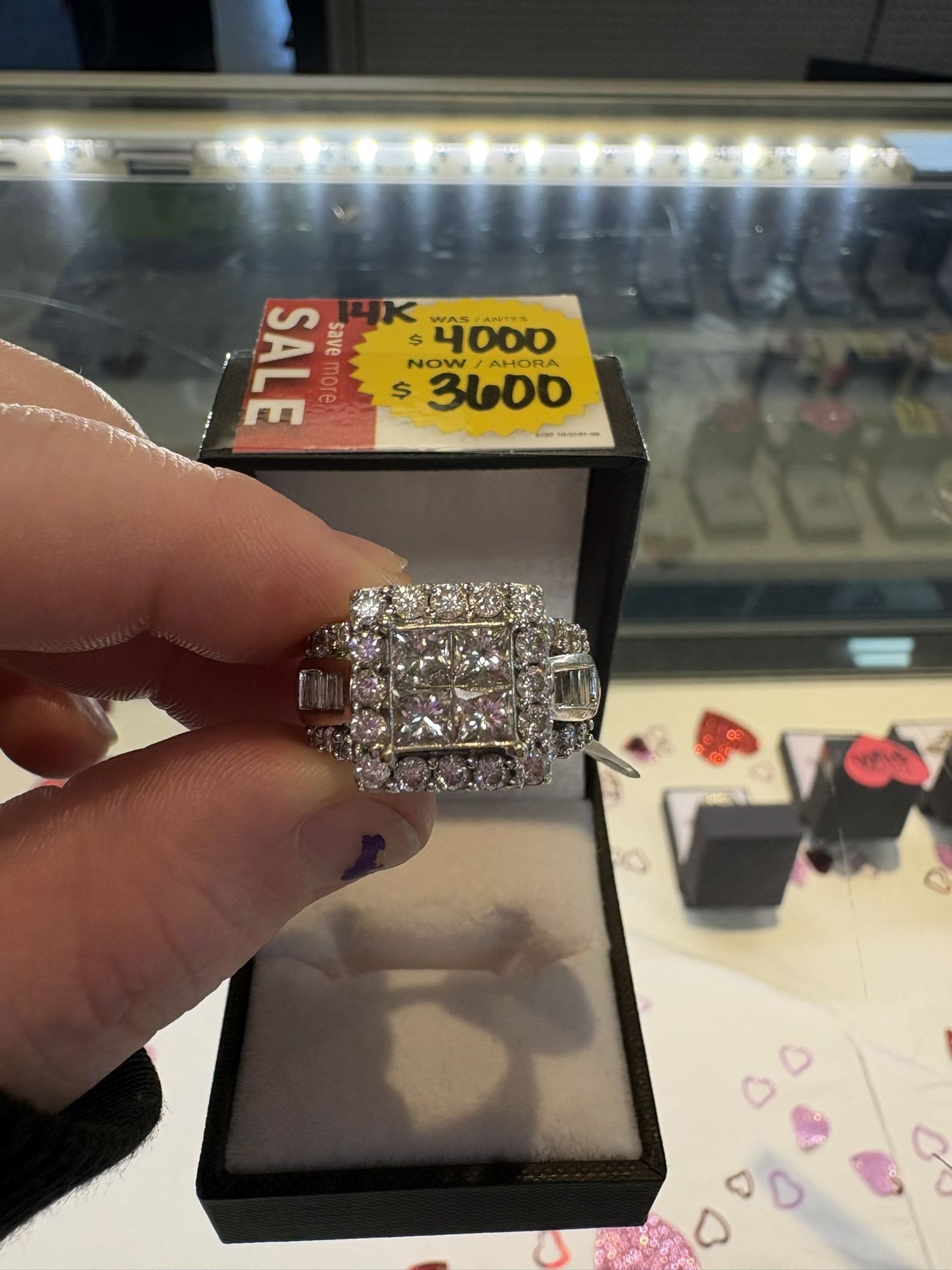 14k White Gold Cluster Ring