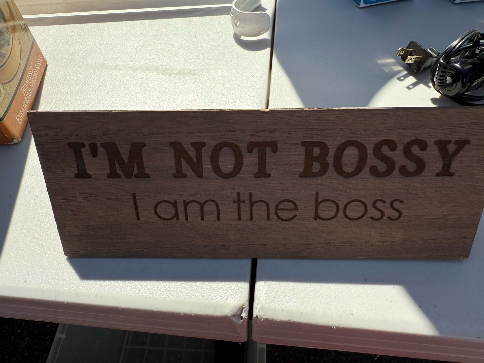 Wooden Prism Style “Girl Boss” Office Sign Sit On Desk Without Support