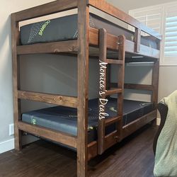 Solid Wood Twin/Twin Bunk Bed With Both Mattresses $600