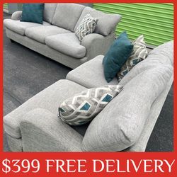 Light Gray Sofa and Loveseat COUCH SET sectional couch sofa recliner (FREE CURBSIDE DELIVERY)