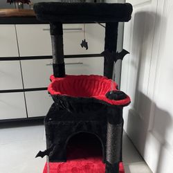 Multilevel Goth Black Bat Cat Kitten Loft Bed Scratching Post Tower Tree