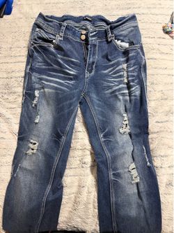 Flamingals 2XL Distressed Bootcut Jeans | Double Button | Mid Wash Denim
