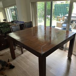 Expandable Dining Table Set – Seats 6–8 (Includes 6 Chairs)