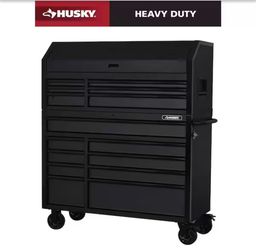 Husky Tool Storage 52 in. W x 20 in. D Heavy Duty Rolling Tool Chest Combo in Matte Black