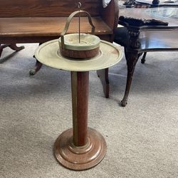 Vintage Ash tray Stand, Unique design, wood with metal