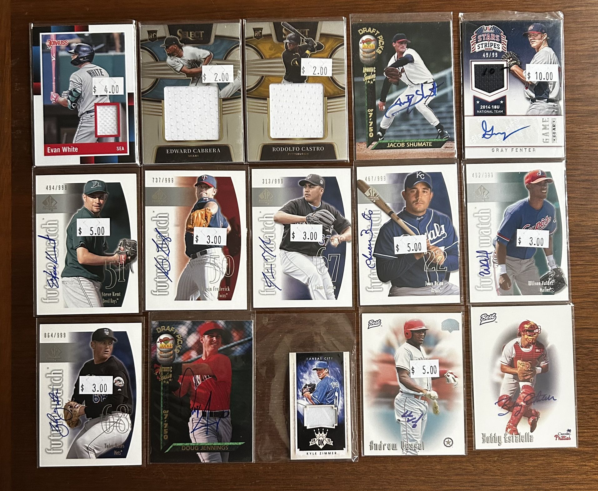 Lot of 15 Autographed and Relic Baseball Cards