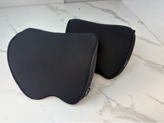 Car Neck Pillow, Headrest Pillow with Adjustable Strap, Black Soft Memory Foam; Ergonomic Design Fits Most Car & Office Chairs