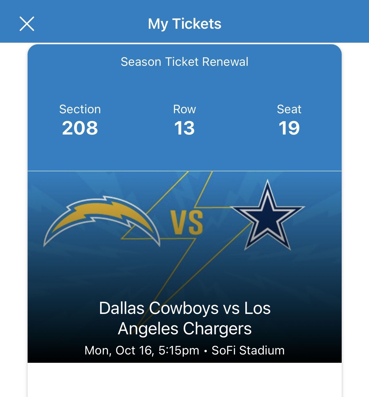 Chargers Vs Cowboys Ticket