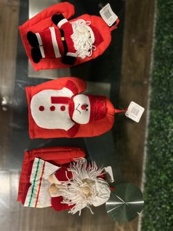 Christmas oven mitts lot Of 3Santa red snowman in blue and red
