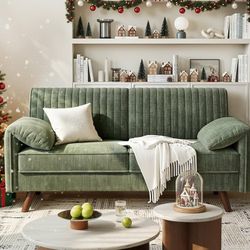 Already assembled 64.5" Loveseat Sofa, Chenille Loveseat Couch for Living Room, 23.2" Deep Seat Love Seat with Padded Arms, Comfy Modern Small Couches