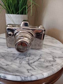 $12 Metallic Silver Ceramic Decorative Reto 35mm Camera Decor. 