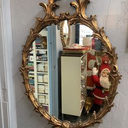 Large Vintage Gold Mirror with Bow