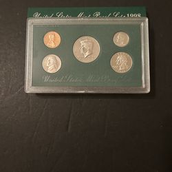 Coins – 1998S Brilliant Uncirculated proof set in  original mint packaging – total 5 Coins $13