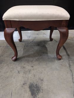 Traditional Upholstered Footstool with Cabriole Legs
