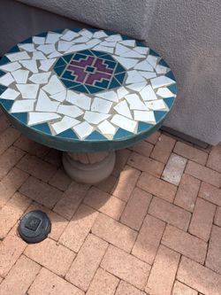 Cement Mosaic Bench And Table