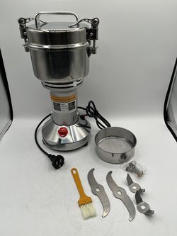 500g Electric Grain Mill Grinder, 110V, Stainless Steel, Single Speed, 5 Minutes Timer