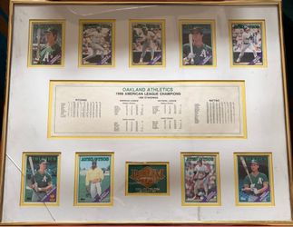 1988 Oakland A’s League Champions cards with frame