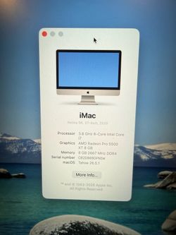 2020 Apple iMac 27” Retina 5K – Intel i7 8-Core – Excellent Condition