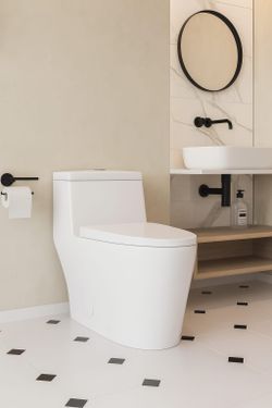 New Toilet.                                     Bathroom vanity