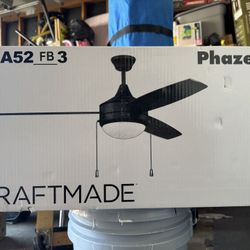 Craftmade 3 Blade 52” inch Flat Black Ceiling Fan...