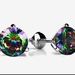925 Sterling Silver Rainbow Topaz Stud Earings