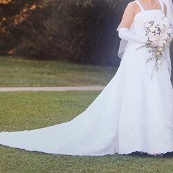 SALE~ Timeless Drop Waist Wedding Dress sz 12, Veil and Headpiece included