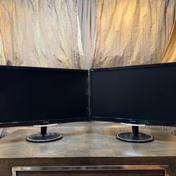 Two ( dual ) LED Gaming Viewsonic VX2757mhd 27” FHD 1080p 75Mhz 2ms HDMI DP VGA computer monitors