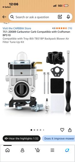Carburetor Tune-Up Kit for Craftsman BP510