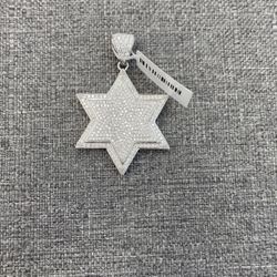 Charm Star Of David 14k White Gold With Diamonds 
