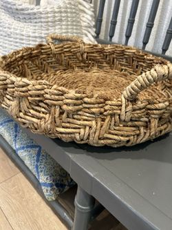 Boho Large Hand Crafted Rattan Serving Tray 