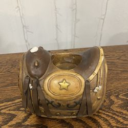 Western Saddle Statue Candle Tea Light Holder Cowboy Horse Decoration Shelf Display