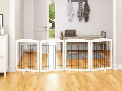 PAWLAND 96" Extra Wide Freestanding Foldable Wooden Dog Gate, 4 Panels Pet Gate ⭐NEW IN BOX⭐