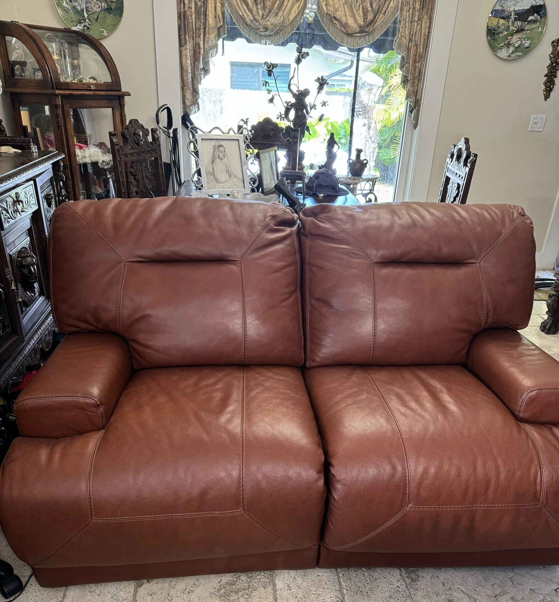 Leather Loveseat With Electric Recliners