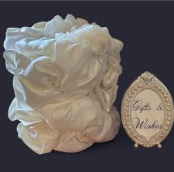 Beautiful Custom Ivory Satin Wedding Card box with gift & wishes frame