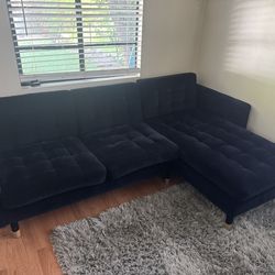 IKEA MORABO Sectional Sofa with Chaise — Excellent Condition — Dark Fabric