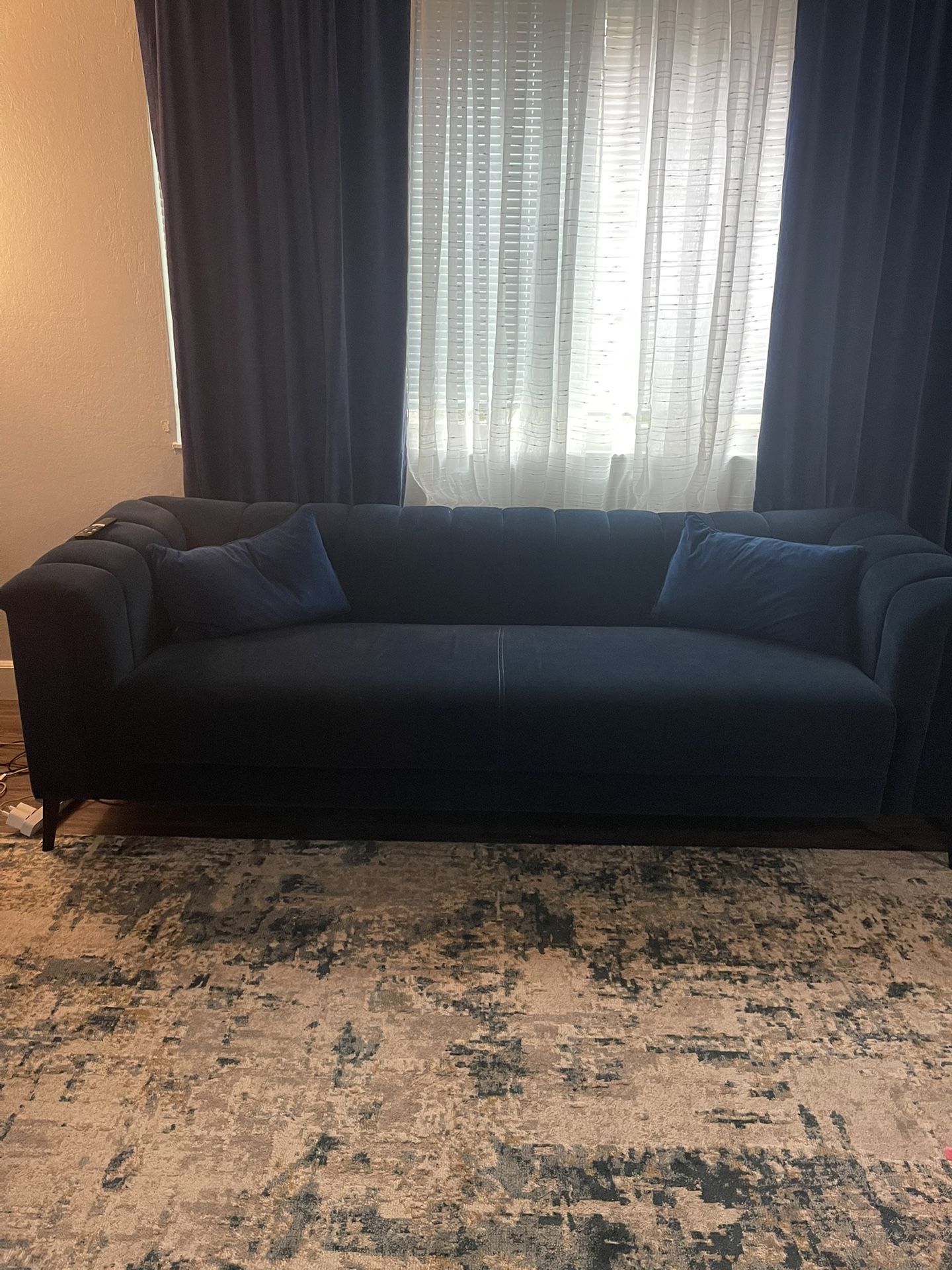 Blue Velvet Sofa Set